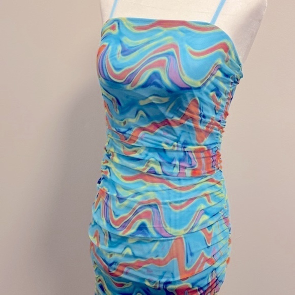 NWT wild fable psychedelic print micro mesh maxi dress - Picture 5 of 7
